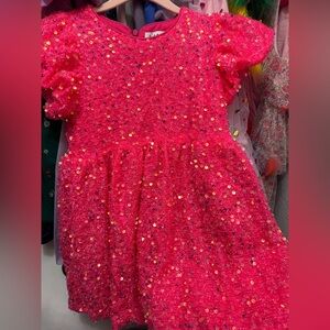 Lola & the Boys Sparkling Pink Sequin Dress